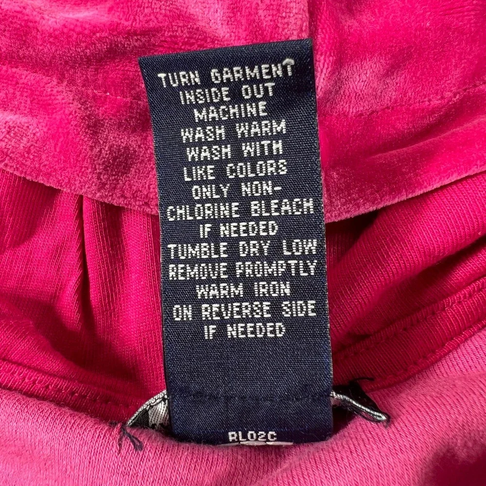 Ralph Lauren Tracksuit Girls 12M Pink Velour Zip‎ Hoodie and Pants Set Vintage